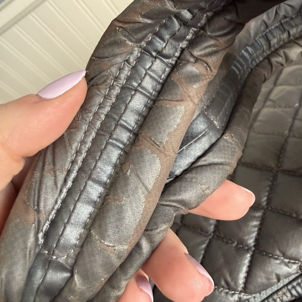 MZ Wallace Medium Sutton Quilted Nylon Bag Handbag Purse Metallic Gray Silver - Picture 5 of 16